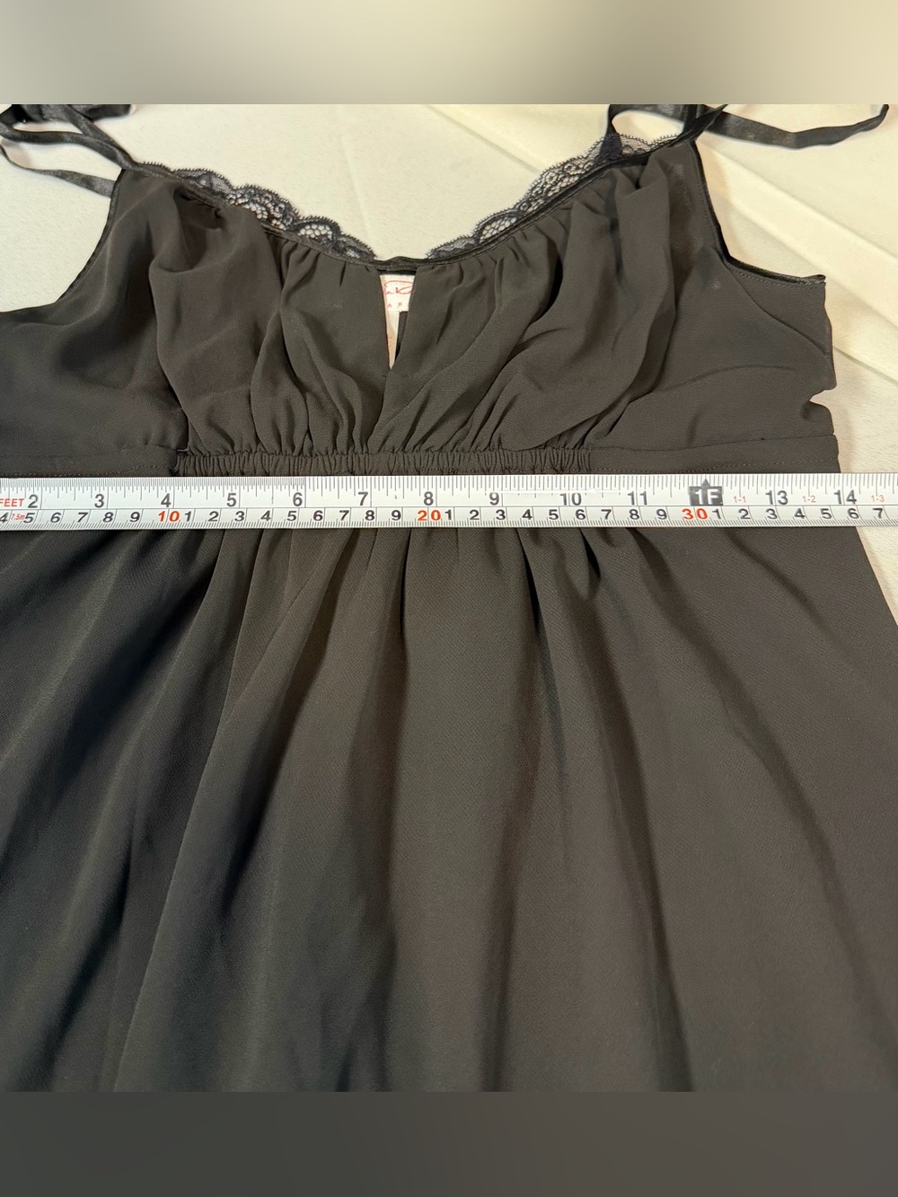 Oscar de la Renta Pink Label Black Chiffon Babydoll Lace-Trim Slip Dress Medium - Picture 4 of 6